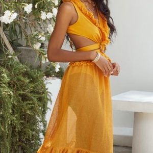 Spiced Up Fringe Cutout Maxi Dress